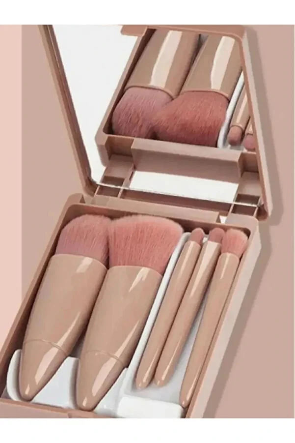 Shell Mirror With Makeup Brush Set-5pcs